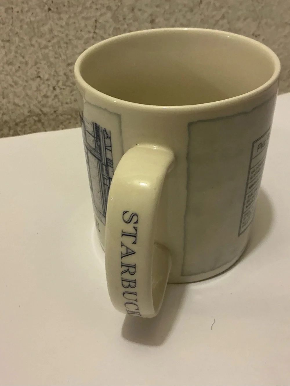 Starbucks Pike Place Ceramic Coffee Mug - Cream with Navy Blue Artwork - Picture 4 of 7